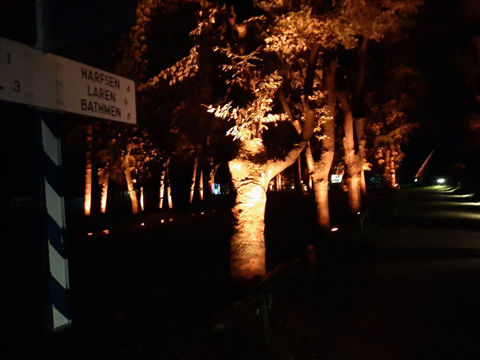 De lichten bleven aan tot 23:00 om de bosdieren ook hun nachtrust te gunnen.